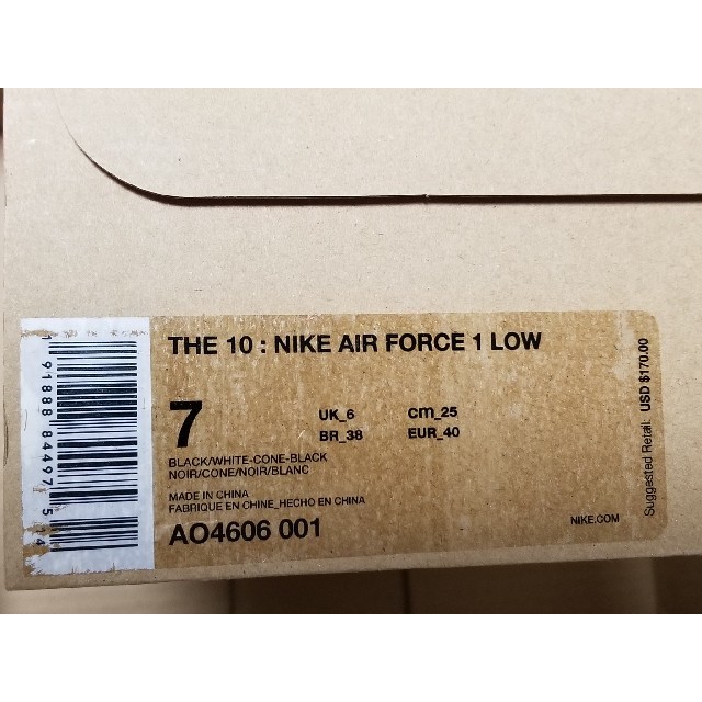 OFF-WHITE(オフホワイト)の25cm Nike The 10 Air Force 1 Low Black メンズの靴/シューズ(スニーカー)の商品写真