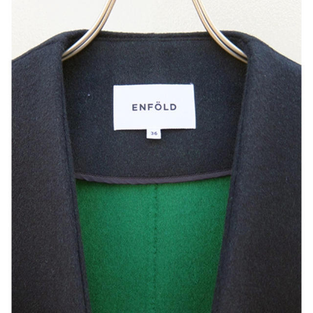 ENFOLD(エンフォルド)のHAPPY さん専用。Enfold ノーカラーコート ネイビー レディースのジャケット/アウター(ロングコート)の商品写真