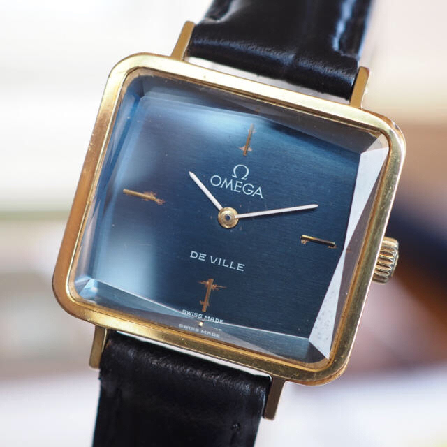 希少♦︎OMEGA オメガ スクエアカットガラス 新品ベルト