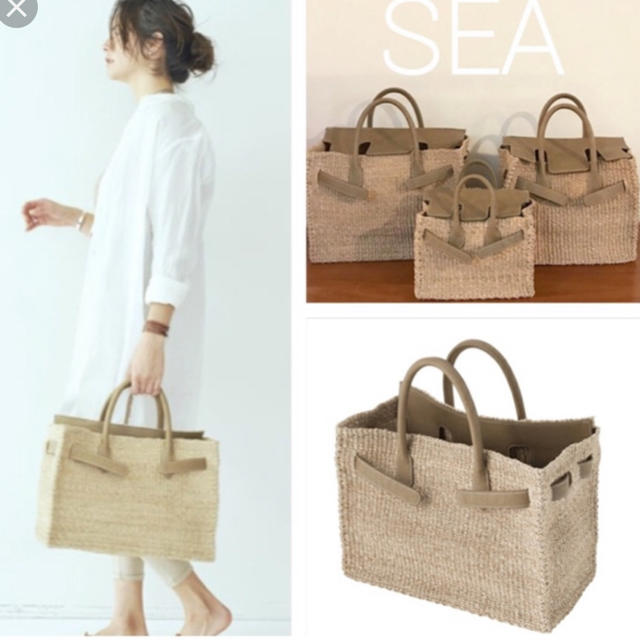 SEA(シー)の日曜まで値下げ！SEA JAPAN♡入手困難カゴバーキン♡グレージュ レディースのバッグ(かごバッグ/ストローバッグ)の商品写真