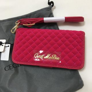 セシルマクビー(CECIL McBEE)の新品 セシルマクビー ベルベット ミラー付きiPhoneケース ピンク系(iPhoneケース)