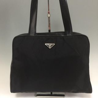 プラダ(PRADA)のPRADA 黒 トートバッグ ユニセックス ナイロン×レザー プラダ(トートバッグ)