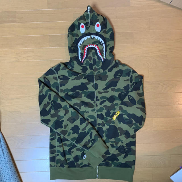 トップスa bathing ape 1st カモ シャークパーカー XL shark