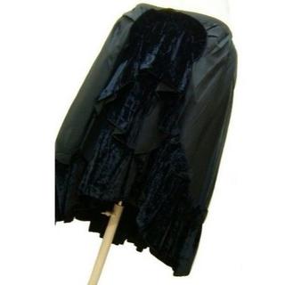 ミュウミュウ(miumiu)のMIUMIUベロアフリルスカート黒　新品　N8(ひざ丈スカート)