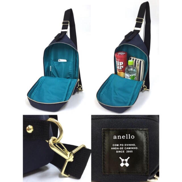 anello(アネロ)のアネロ ポリキャンバス ボディバッグ  ネイビー レディースのバッグ(ボディバッグ/ウエストポーチ)の商品写真