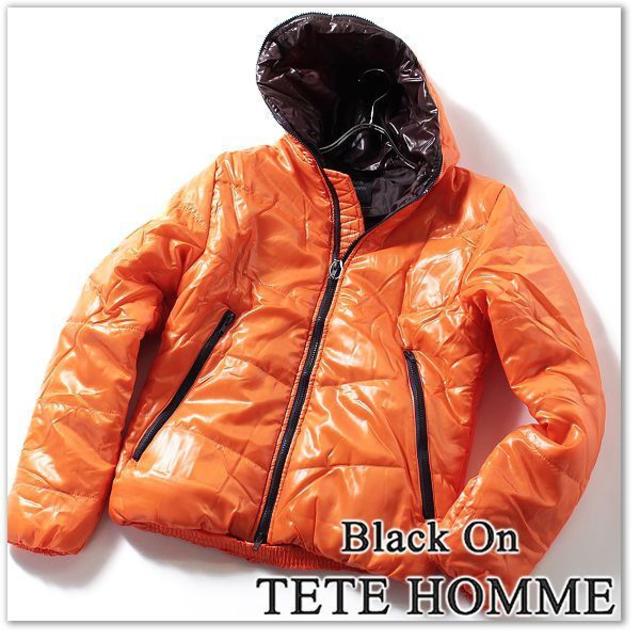 TETE HOMME(テットオム)の新品 テットオム ダウン風 ジャケット 23760円 S 中綿 橙 メンズのジャケット/アウター(ダウンジャケット)の商品写真