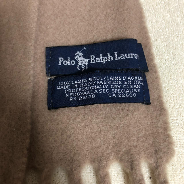 POLO RALPH LAUREN(ポロラルフローレン)のポロラルフローレン ラムウールマフラー ベージュ 美品 メンズのファッション小物(マフラー)の商品写真