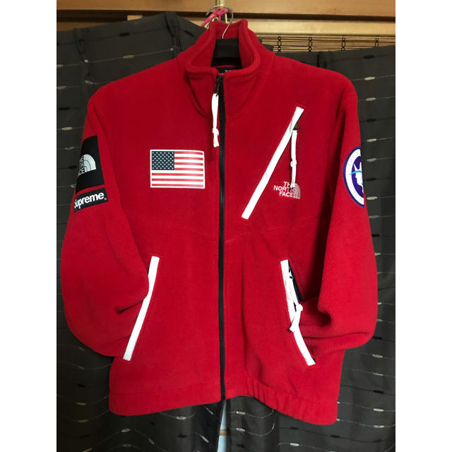 S 新品未使用 17ss Supreme×The Northface フリース赤