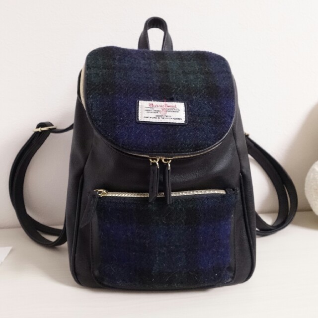 Harris Tweed(ハリスツイード)の再値下げ✰サックスバー×ハリスツイード ミニリュック ネイビー×グリーン レディースのバッグ(リュック/バックパック)の商品写真