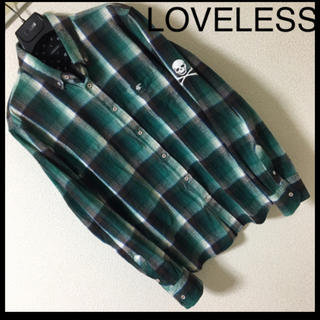 ラブレス(LOVELESS)の◆良品◆LOVELESS ラブレス◆チェック ネルシャツ スカル 刺繍 L 3(シャツ)