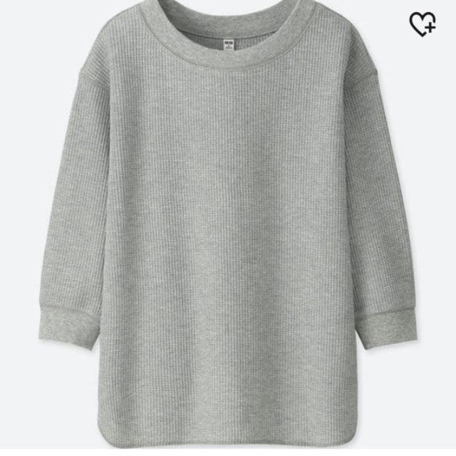 UNIQLO(ユニクロ)のハクまる様 専用○UNIQLO ワッフルクルーネックTシャツ グレー Ｍ レディースのトップス(カットソー(長袖/七分))の商品写真