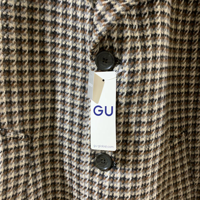 GU(ジーユー)のGU ジーユー ガンクラブチェックコート ブラウン メンズのジャケット/アウター(チェスターコート)の商品写真