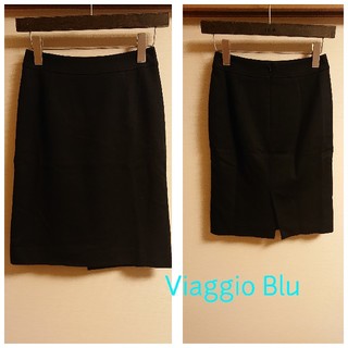 ビアッジョブルー(VIAGGIO BLU)の美品☆ビアッジョブルー  スカート(黒)(ひざ丈スカート)