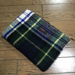 ツイードミル(TWEEDMILL)のツイードミルTWEEDMILL ウール 白×青×緑チェック柄クラッチバッグ鞄(クラッチバッグ)