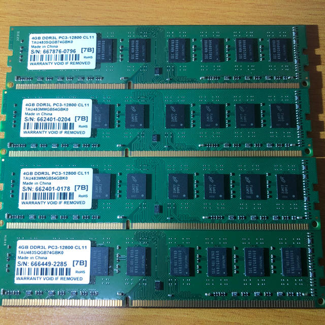 DDR3メモリ 4GB×4枚 16GB PC3-12800
