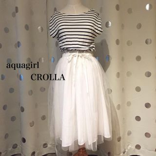 アクアガール(aquagirl)のCROLLAチュール×ボーダーワンピース(ひざ丈ワンピース)