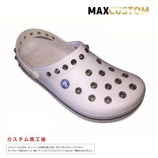 クロックス(crocs)のクロックス crocs パンク カスタム 白 クロックバンド 22～29c 新品(サンダル)