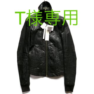 リックオウエンス(Rick Owens)の極美品 Rick Owens リックオウエンス インターシャ ウォッシュ加工(レザージャケット)