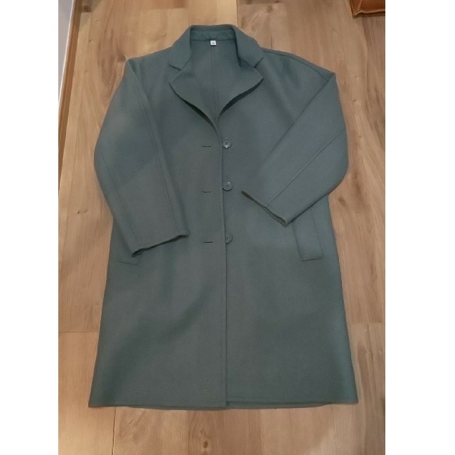 UNIQLO(ユニクロ)のユニクロ 未使用 ダブルフェイスオーバーコート 完売色グリーン  S レディースのジャケット/アウター(チェスターコート)の商品写真