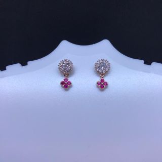 クリア&ピンクビジュー ピアス(ピアス)