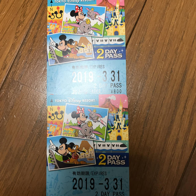 Disney(ディズニー)のディズニーライン 2day 2枚セット チケットの施設利用券(遊園地/テーマパーク)の商品写真