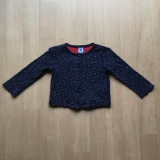 プチバトー(PETIT BATEAU)のプチバトー 18M ネイビー小花柄カーディガン 綿100％(カーディガン/ボレロ)