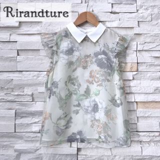 リランドチュール(Rirandture)の【Rirandture】襟付き花柄ブラウス ノースリーブ フレンチスリーブ(シャツ/ブラウス(半袖/袖なし))