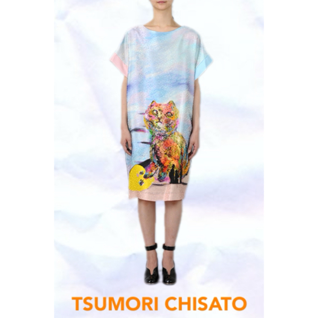 TSUMORI CHISATO♡美品ビルバオキャットシルクワンピース(^^)