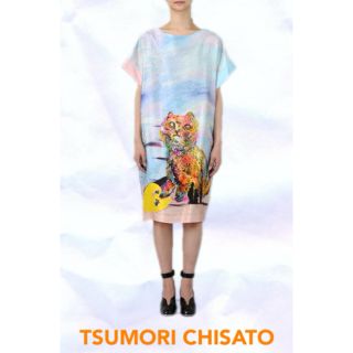 ツモリチサト(TSUMORI CHISATO)のTSUMORI CHISATO♡美品ビルバオキャットシルクワンピース(^^)(ひざ丈ワンピース)