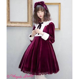 アンジェリックプリティー(Angelic Pretty)の【17日まで値下げ】 Lady Ribbon ワンピース set  ワイン(ひざ丈ワンピース)