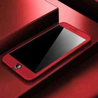MC119 メタリックフルカバー iphone8 7PLUS　フィルム付き　赤(タイツ/ストッキング)