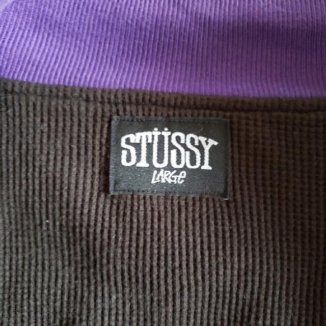 STUSSY(ステューシー)のステューシー　リバーシブル　ジャンパー　マジックチェック紫×黒　大きめのLサイズ メンズのジャケット/アウター(スタジャン)の商品写真