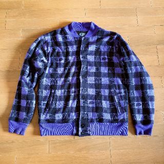 ステューシー(STUSSY)のステューシー　リバーシブル　ジャンパー　マジックチェック紫×黒　大きめのLサイズ(スタジャン)