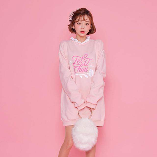 Bubbles(バブルス)の【chuu×BUBBLES】コラボスウェットワンピース レディースのワンピース(ミニワンピース)の商品写真