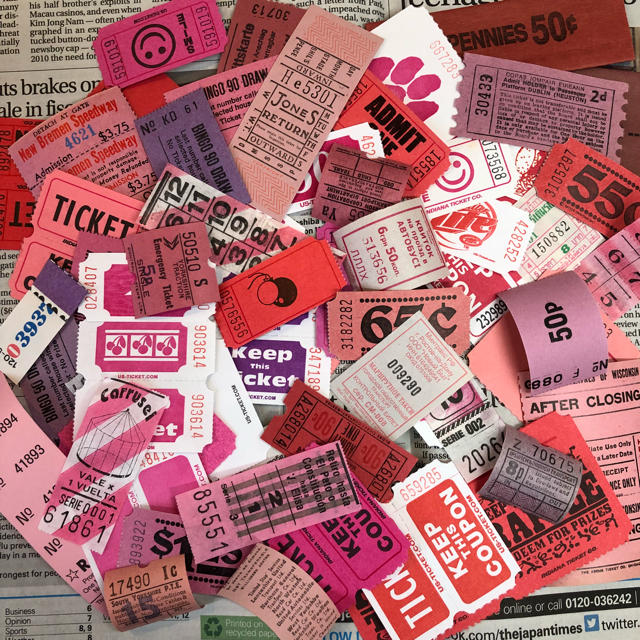 海外チケット 70枚 コラージュセット 【ピンク系】 エンタメ/ホビーのコレクション(印刷物)の商品写真
