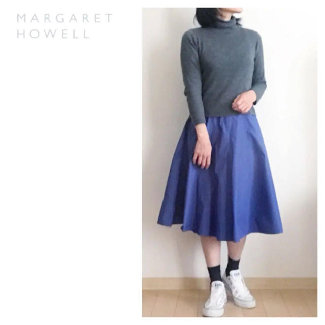 MARGARET HOWELL(マーガレットハウエル)のマーガレットハウエル☆コットン☆フレアスカート☆ブルー☆エムエイチエル☆MHL☆ レディースのスカート(ひざ丈スカート)の商品写真