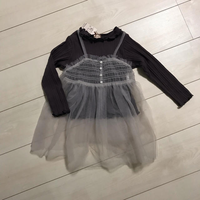 petit main(プティマイン)の新品♡チュールワンピース 付き トップス キッズ/ベビー/マタニティのキッズ服女の子用(90cm~)(ワンピース)の商品写真