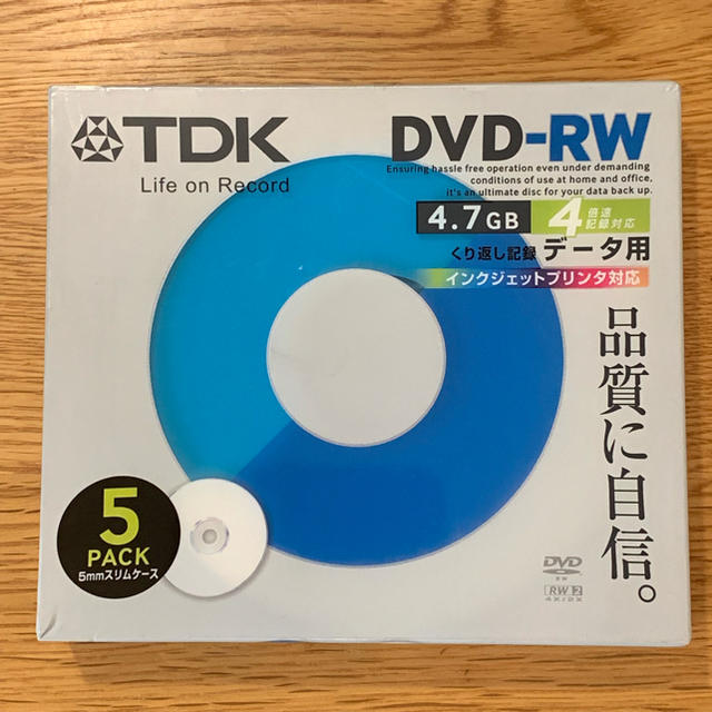 TDK(ティーディーケイ)のTDK DVD-RW 4.7GB データ用 5枚組 未開封 スマホ/家電/カメラのテレビ/映像機器(その他)の商品写真