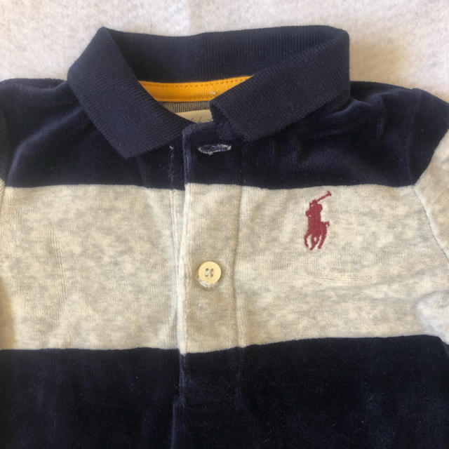 Ralph Lauren(ラルフローレン)の【ラルフローレン】70 足つき ロンパース カバーオール ボーダー 防寒対策 キッズ/ベビー/マタニティのベビー服(~85cm)(ロンパース)の商品写真