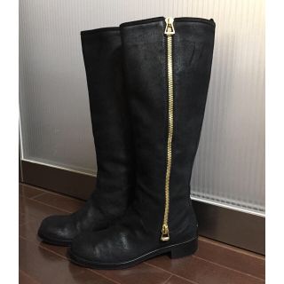 ジミーチュウ(JIMMY CHOO)のＪＩＭＭＹ CHOO レザーロングブーツ 38.5 24.5㎝ ブラック (ブーツ)