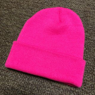 新品 未使用 NOブランド ニット帽 KNIT CAP ビーニー ネオン ピンク(ニット帽/ビーニー)