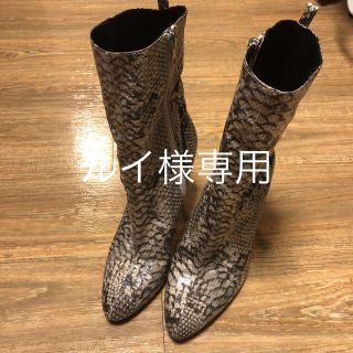 イエローブーツ(Yellow boots)のYELLOパイソンショートブーツ☆サイズＬ24.5☆ 売り切り値下げ！！(ブーツ)