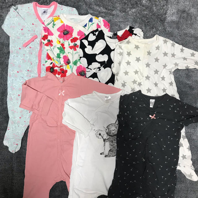 PETIT BATEAU(プチバトー)のロンパース 60〜70㎝サイズセット キッズ/ベビー/マタニティのベビー服(~85cm)(ロンパース)の商品写真