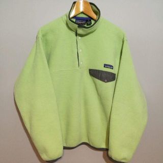 パタゴニア(patagonia)の美品 メンズL パタゴニア シンチラ フリース スナップT グリーン 緑×グレー(ブルゾン)