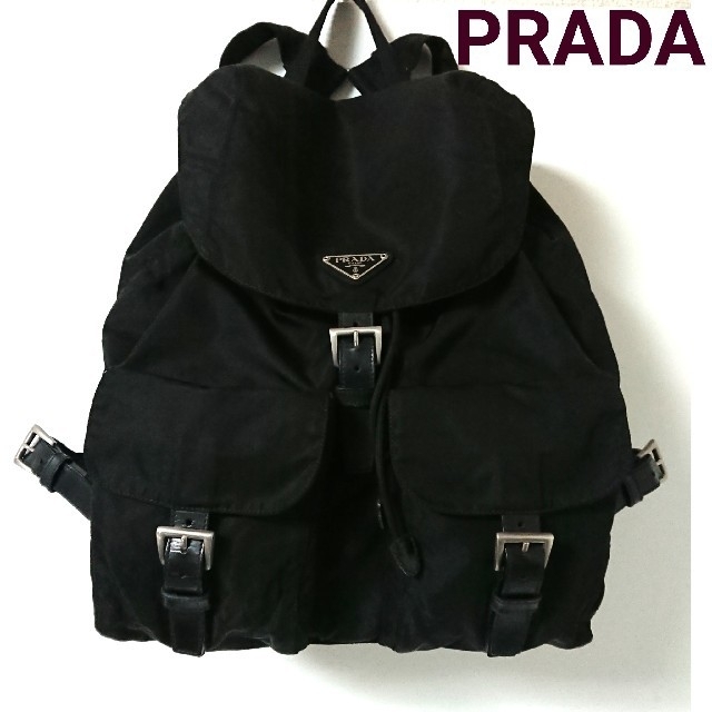 PRADA - 良品 プラダ 大きめ リュック バッグ ナイロン レザー 黒 レディース メンズの通販 by 即日発送☆｜プラダならラクマ