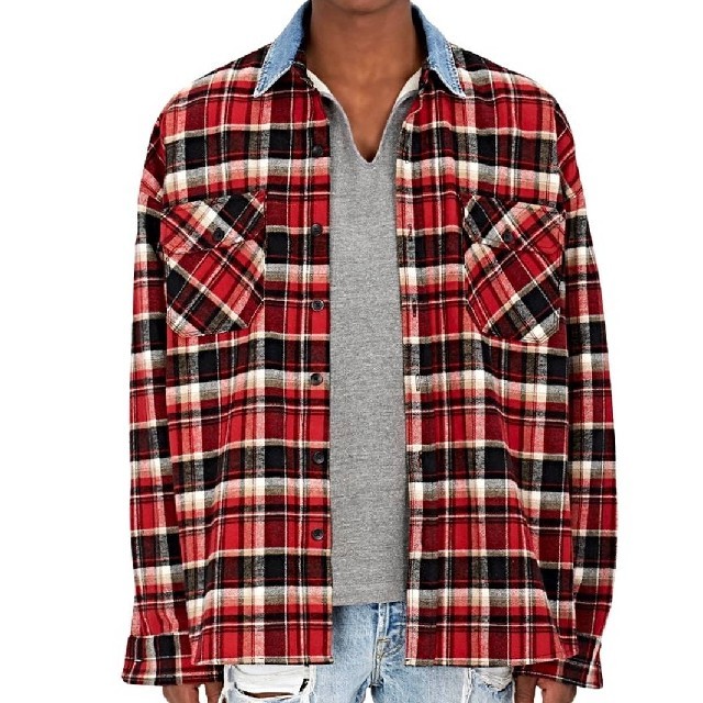 【美品】FEAR OF GOD 
デニムカラー Flannel チェックシャツ