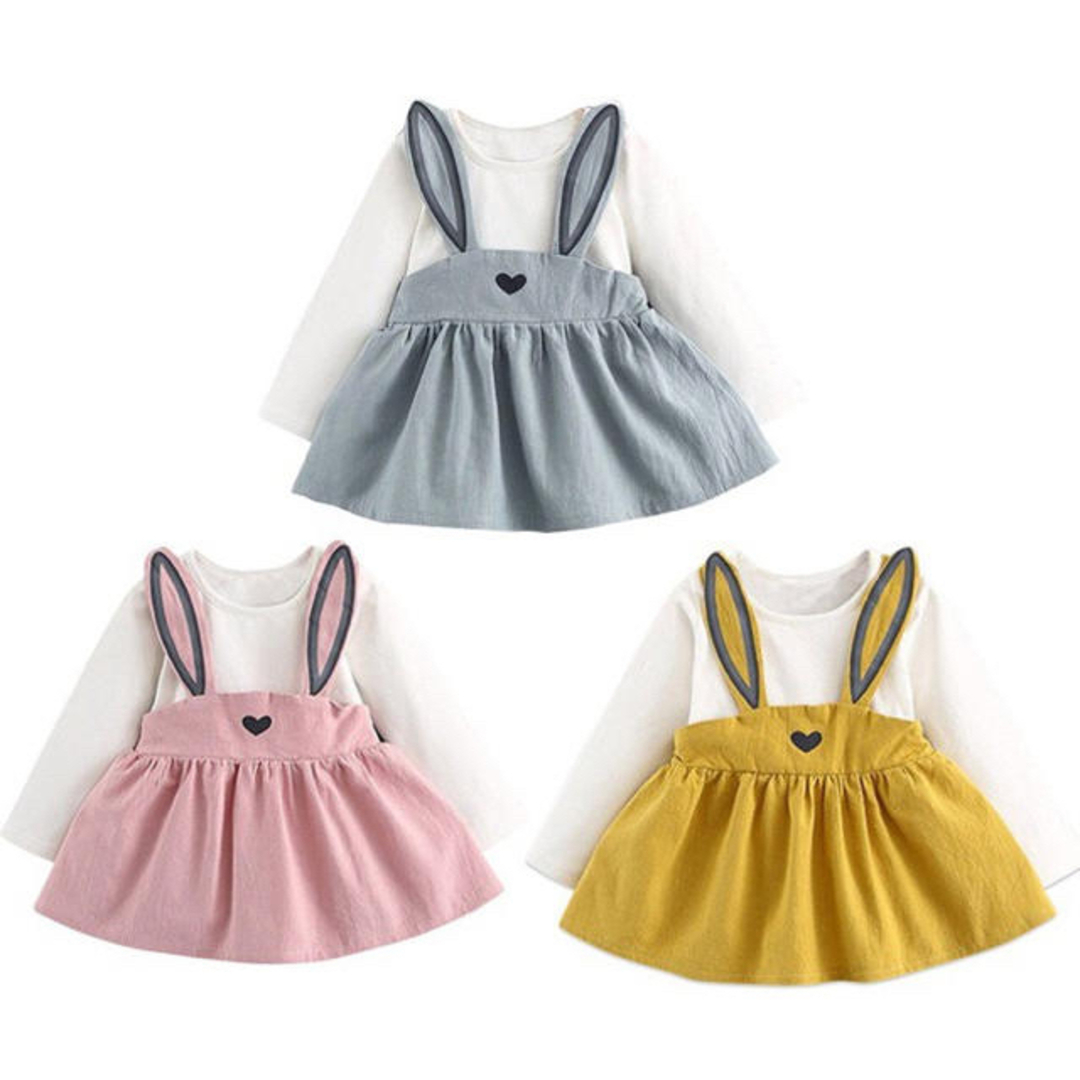 ベビー服 うさぎ ワンピース チュニック 80-90 キッズ/ベビー/マタニティのキッズ服女の子用(90cm~)(ワンピース)の商品写真