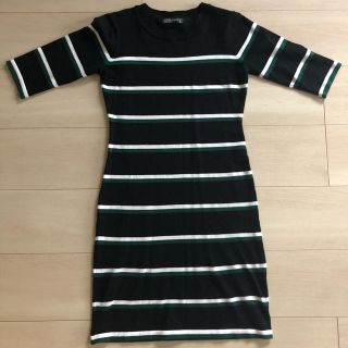 ザラ(ZARA)のZARA♡七分袖ブラックボーダーワンピース (ひざ丈ワンピース)