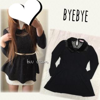 バイバイ(ByeBye)のBye Bye♡ベロア襟デコルテチュールペプラムチュニック(チュニック)