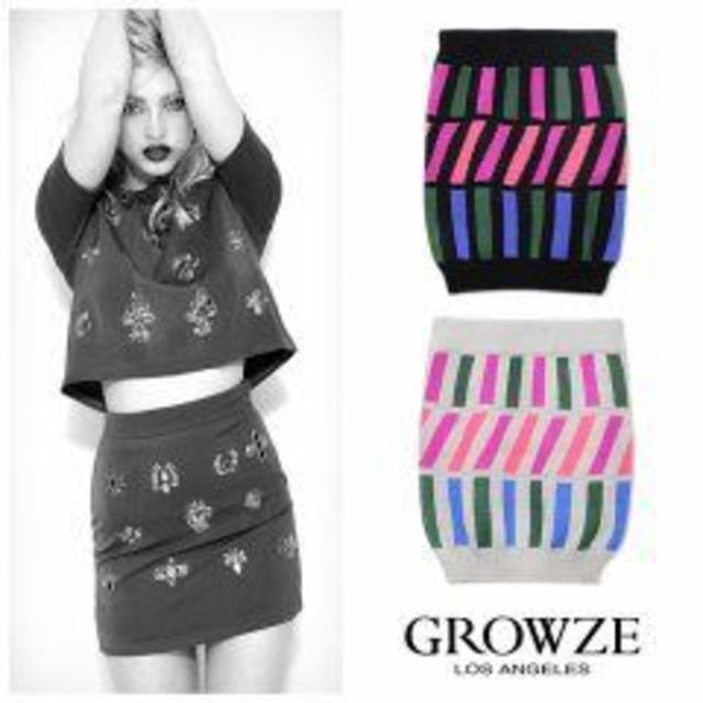 GROWZE(グローゼ)のGROWZEニットタイトミニスカート レディースのスカート(ミニスカート)の商品写真